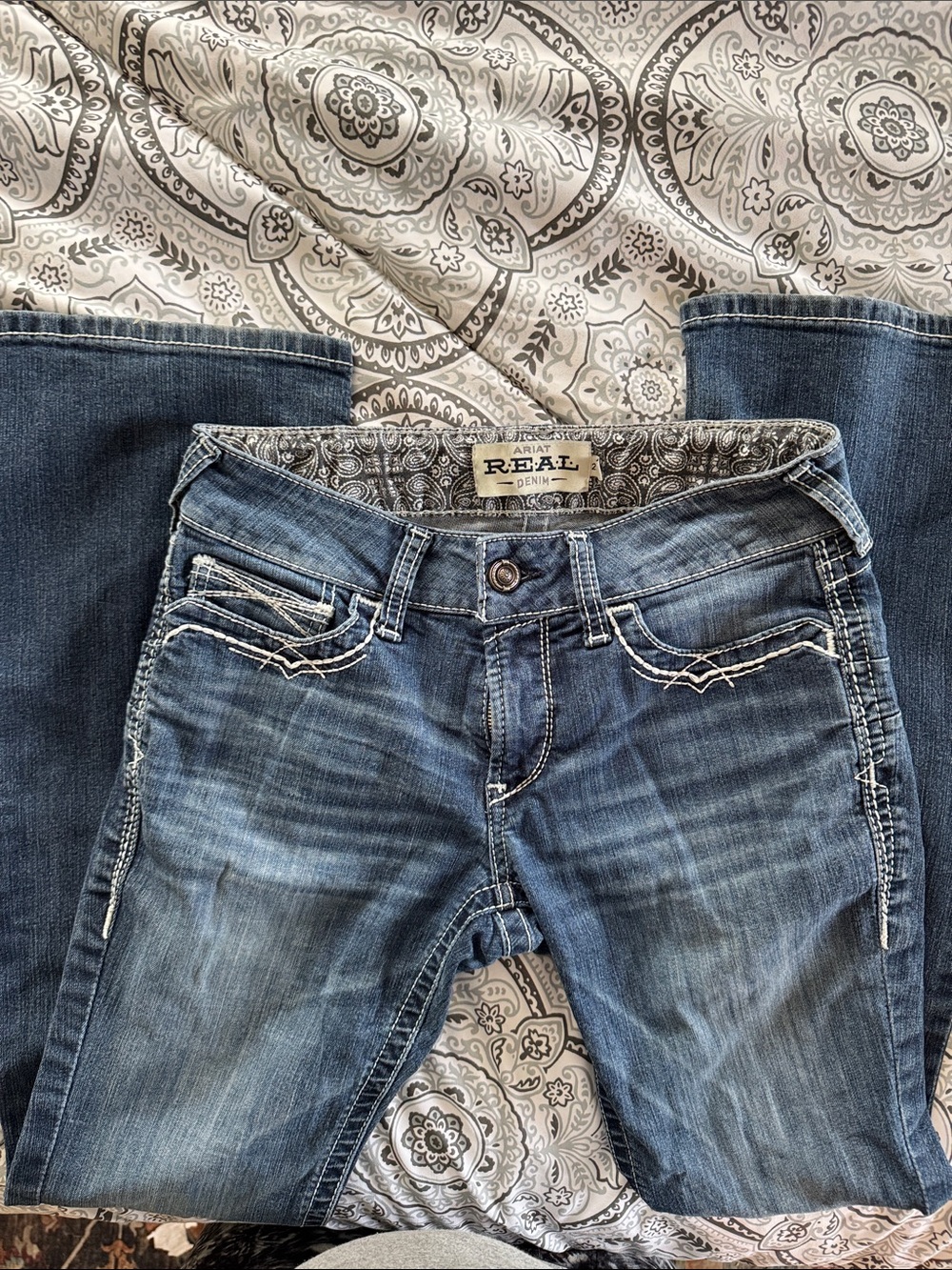 Ariat Womens Medium Blue Boot Cut Jeans with Contrast Stitching